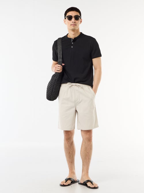 Polo homme en maille piquée à col tunisien - Kiabi