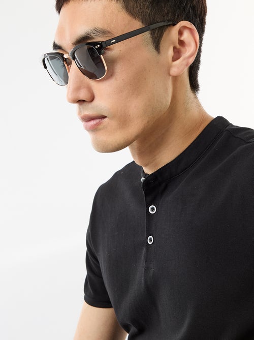 Polo homme en maille piquée à col tunisien - Kiabi