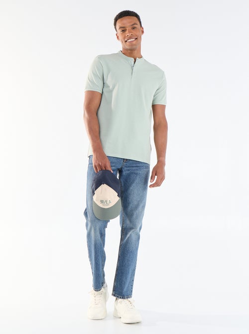 Polo homme en maille piquée à col tunisien - Kiabi