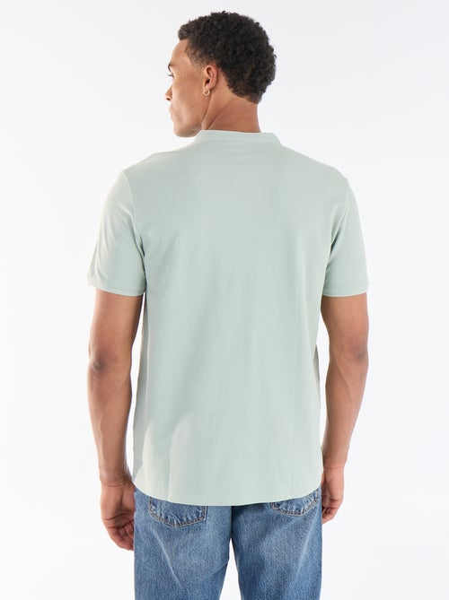 Polo homme en maille piquée à col tunisien - Kiabi