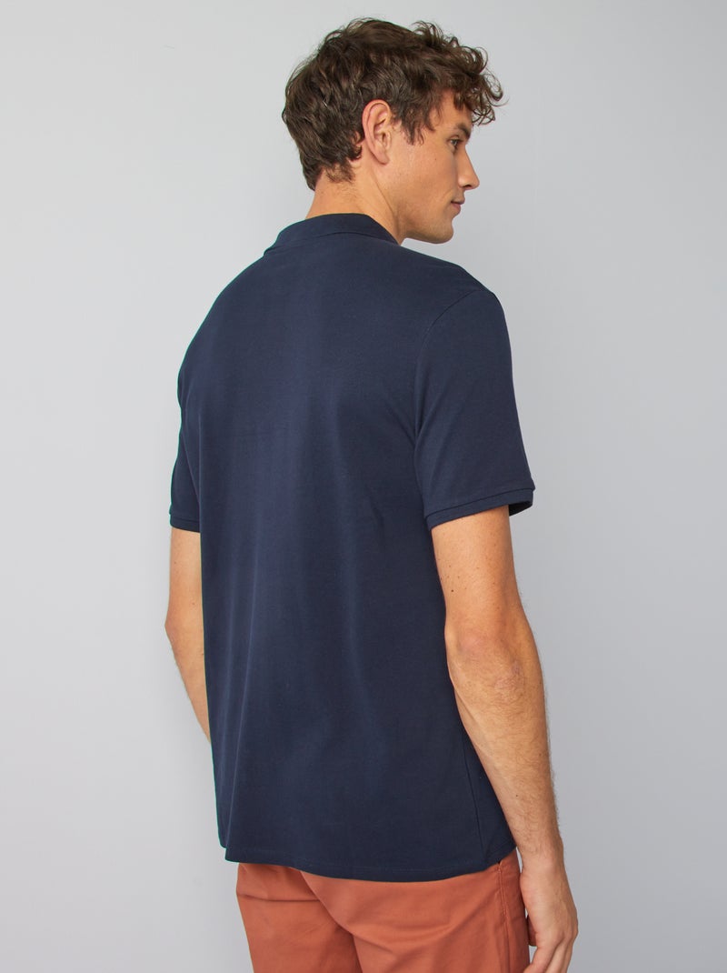 Polo homme en maille piquée uni Marine - Kiabi