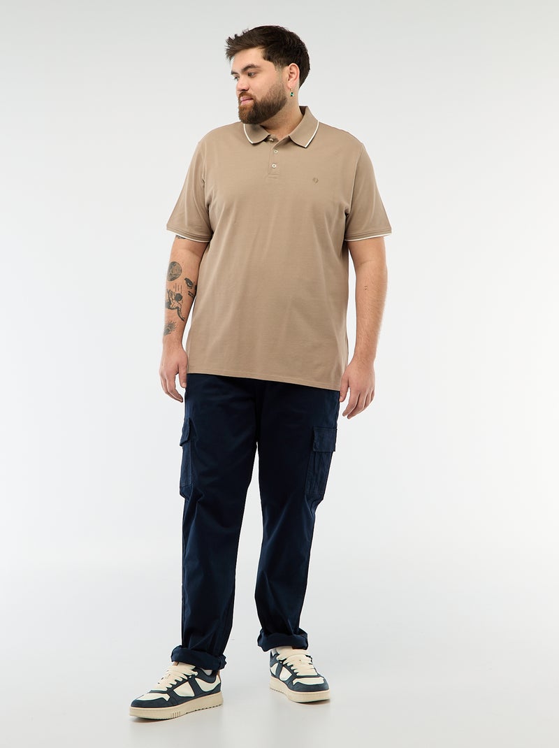 Polo in cotone a contrasto Beige - Kiabi