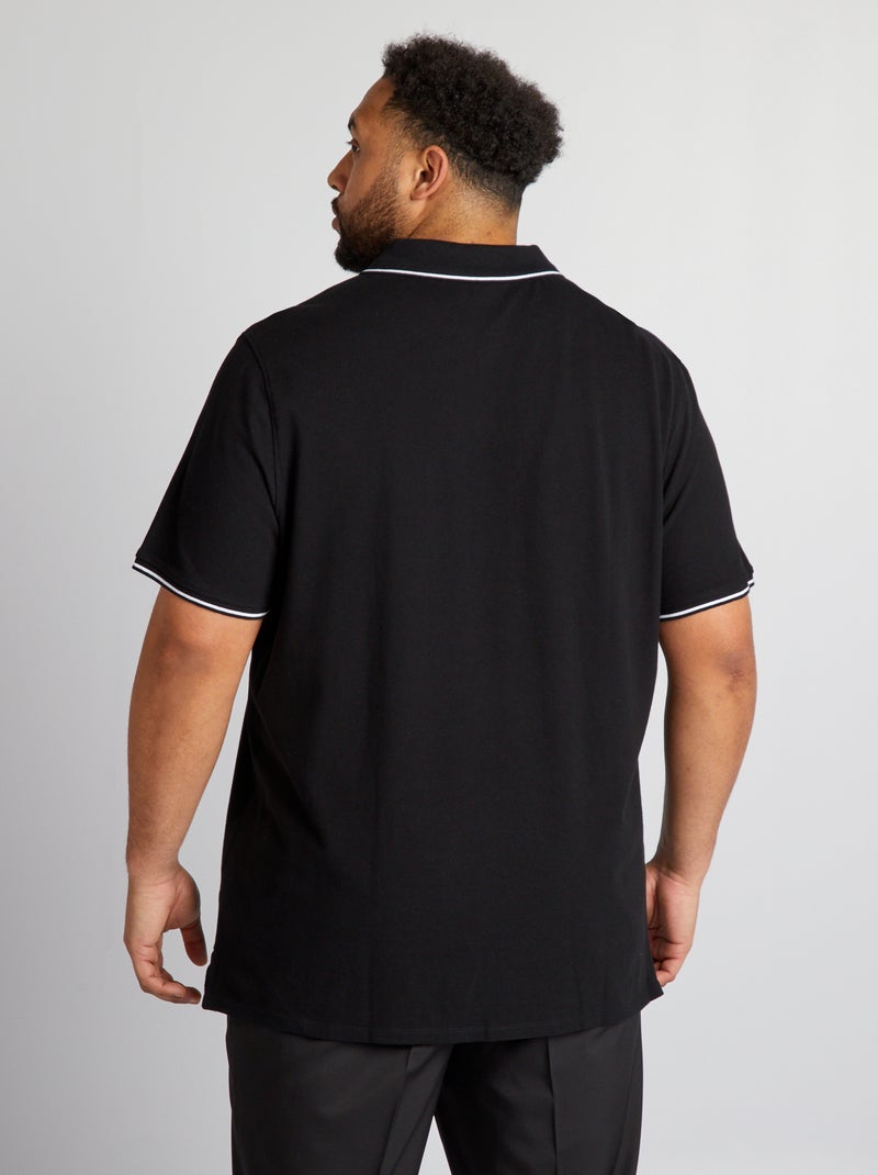 Polo in cotone a contrasto nero - Kiabi