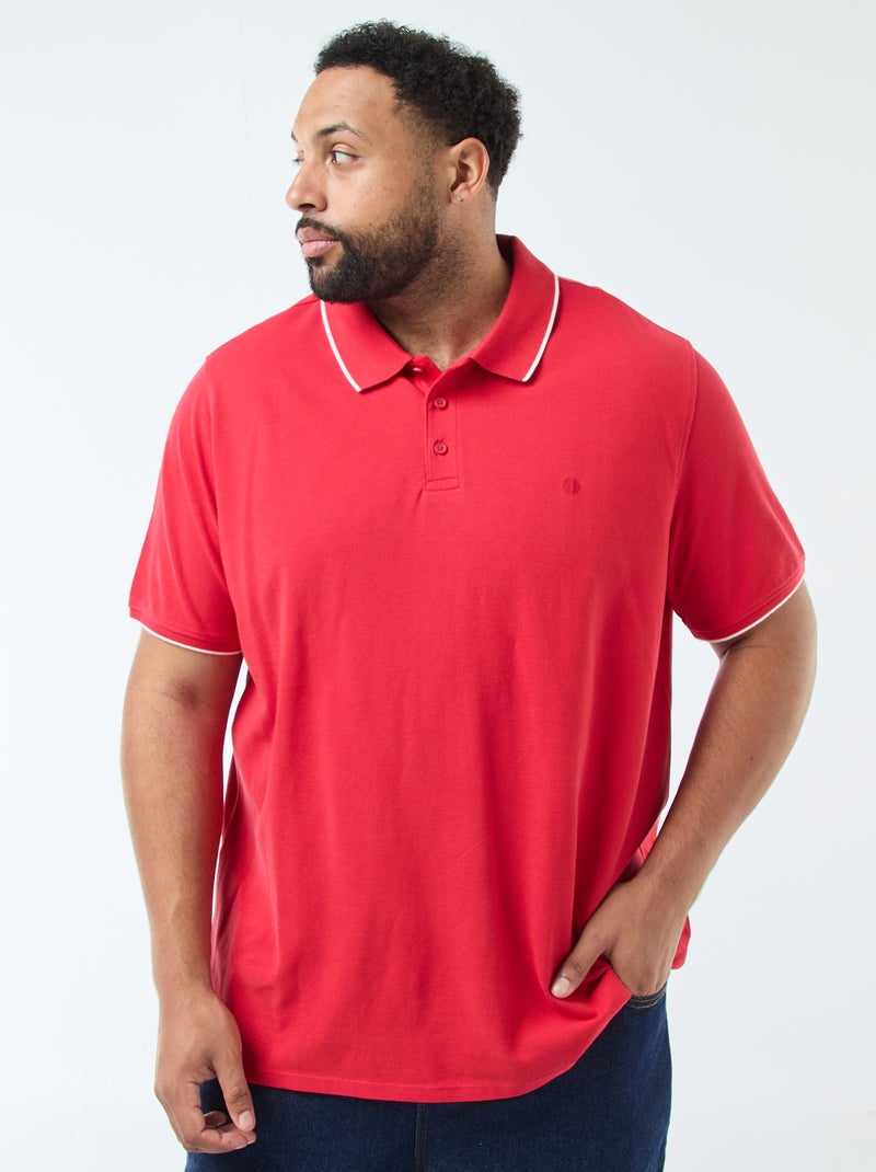 Polo in cotone a contrasto Rosso - Kiabi