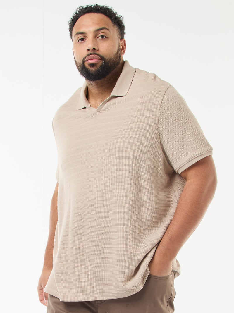Polo in cotone stretch a maniche corte Beige - Kiabi
