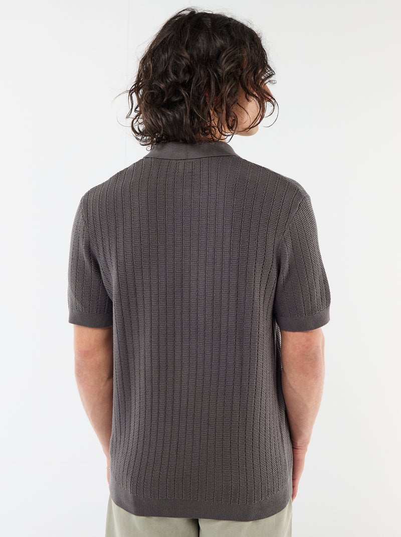 Polo in maglia effetto tricot Grigio - Kiabi