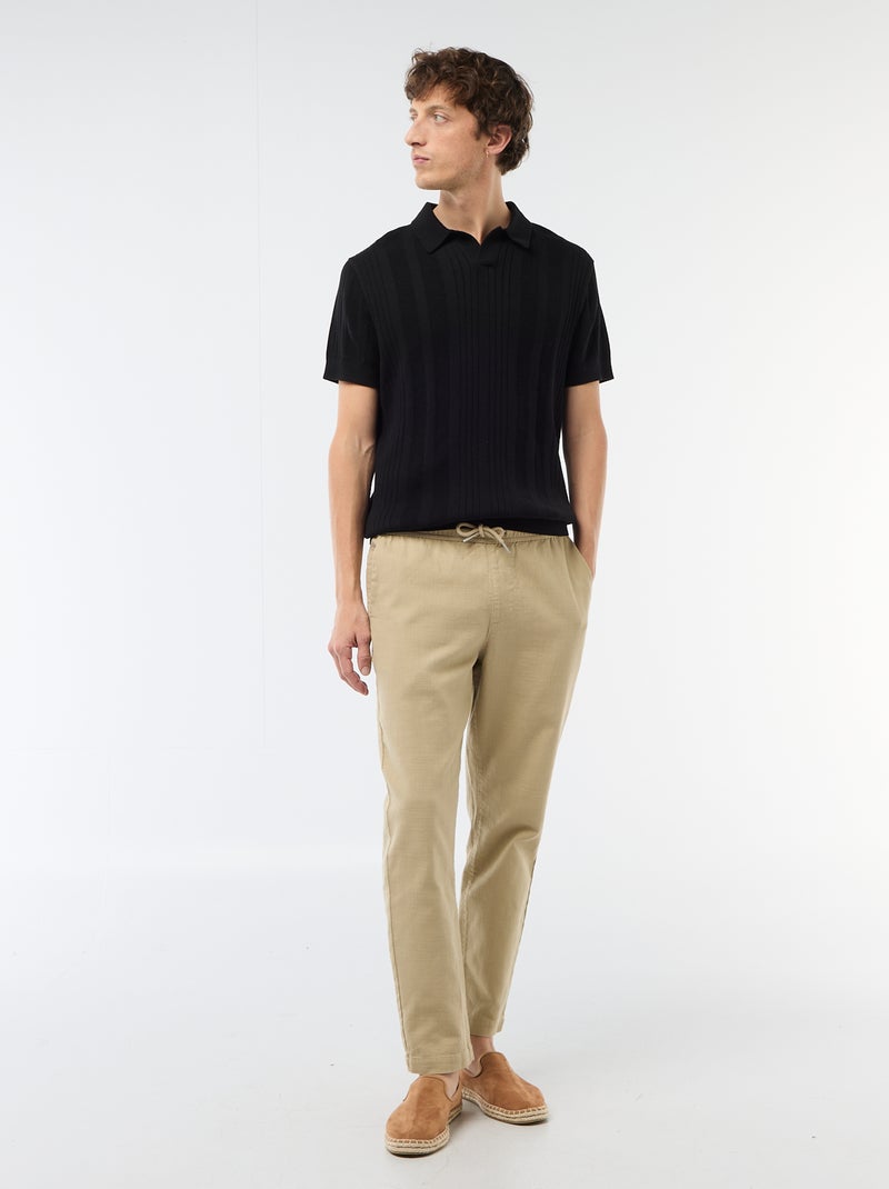 Polo in maglia effetto tricot Nero - Kiabi