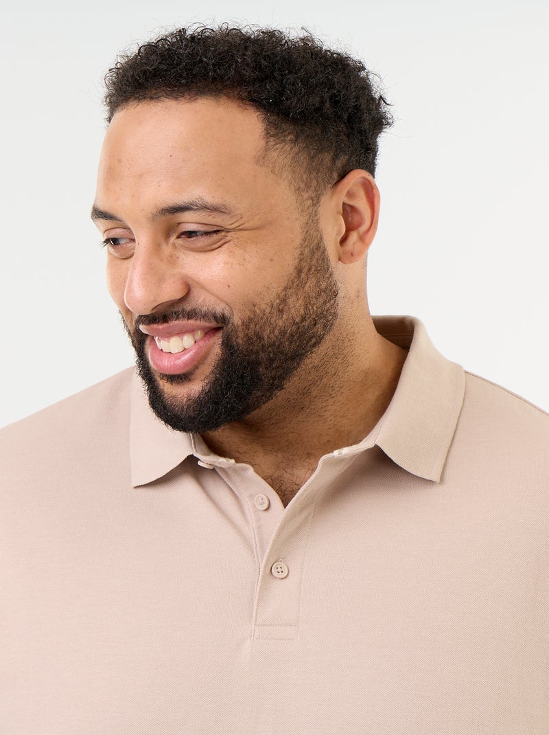 Polo in maglia piqué a maniche lunghe Beige - Kiabi