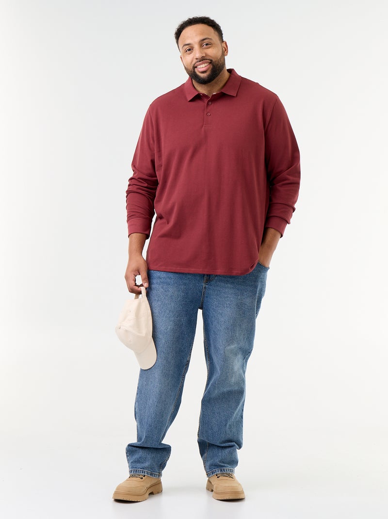 Polo in maglia piqué a maniche lunghe Rosso - Kiabi
