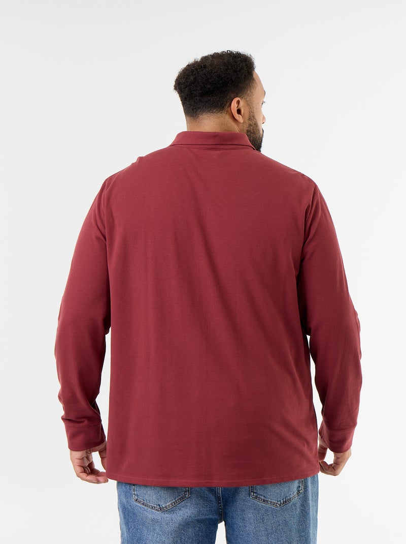 Polo in maglia piqué a maniche lunghe Rosso - Kiabi