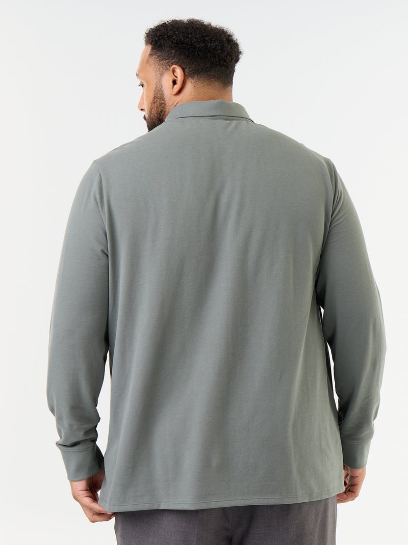 Polo in maglia piqué a maniche lunghe Verde - Kiabi