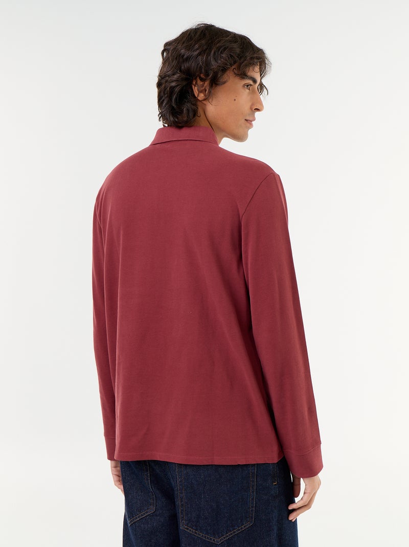 Polo in piqué a maniche lunghe Rosso - Kiabi