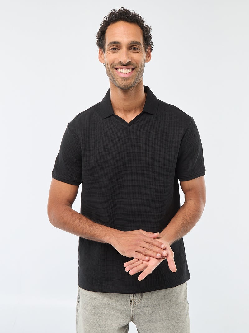 Polo in piqué di cotone a maniche corte Nero - Kiabi