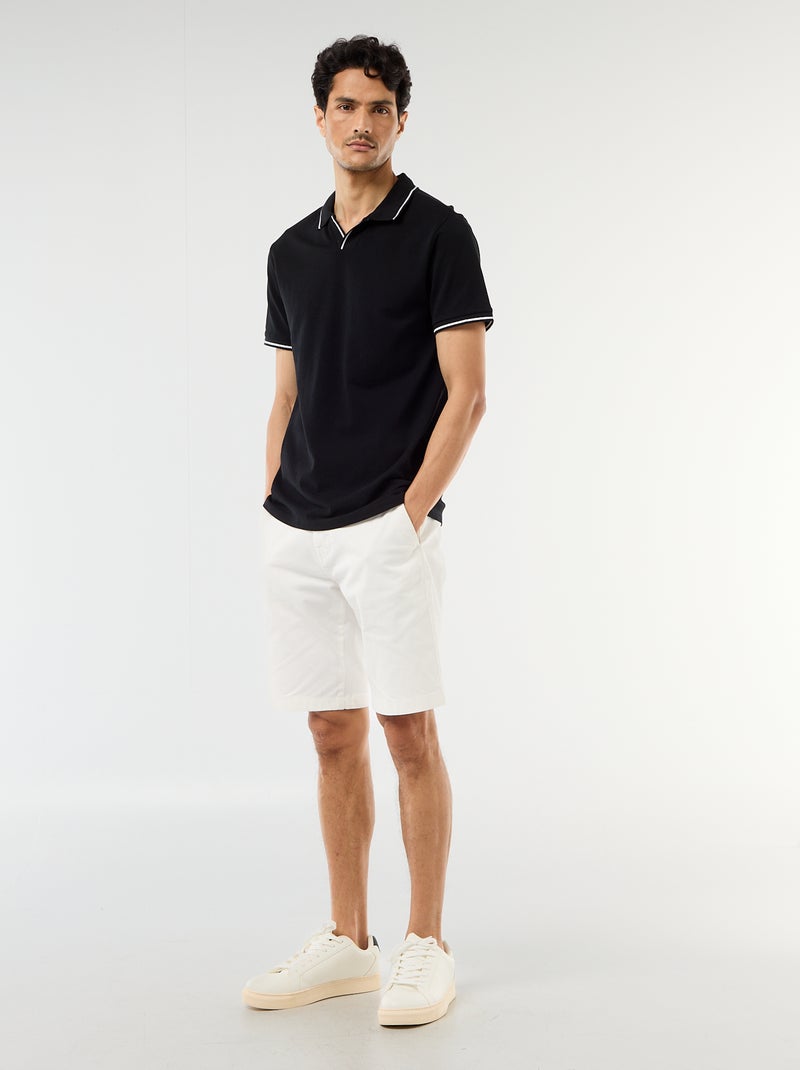 Polo in piqué di cotone a maniche corte Nero - Kiabi