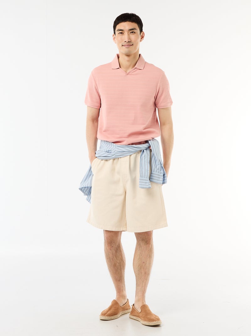 Polo in piqué di cotone a maniche corte Rosa - Kiabi
