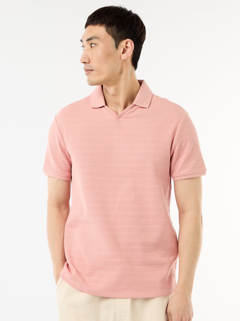 Polo in piqué di cotone a maniche corte Rosa - Kiabi