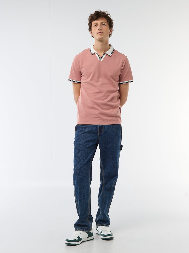 Polo in piqué di cotone a maniche corte Rosa - Kiabi