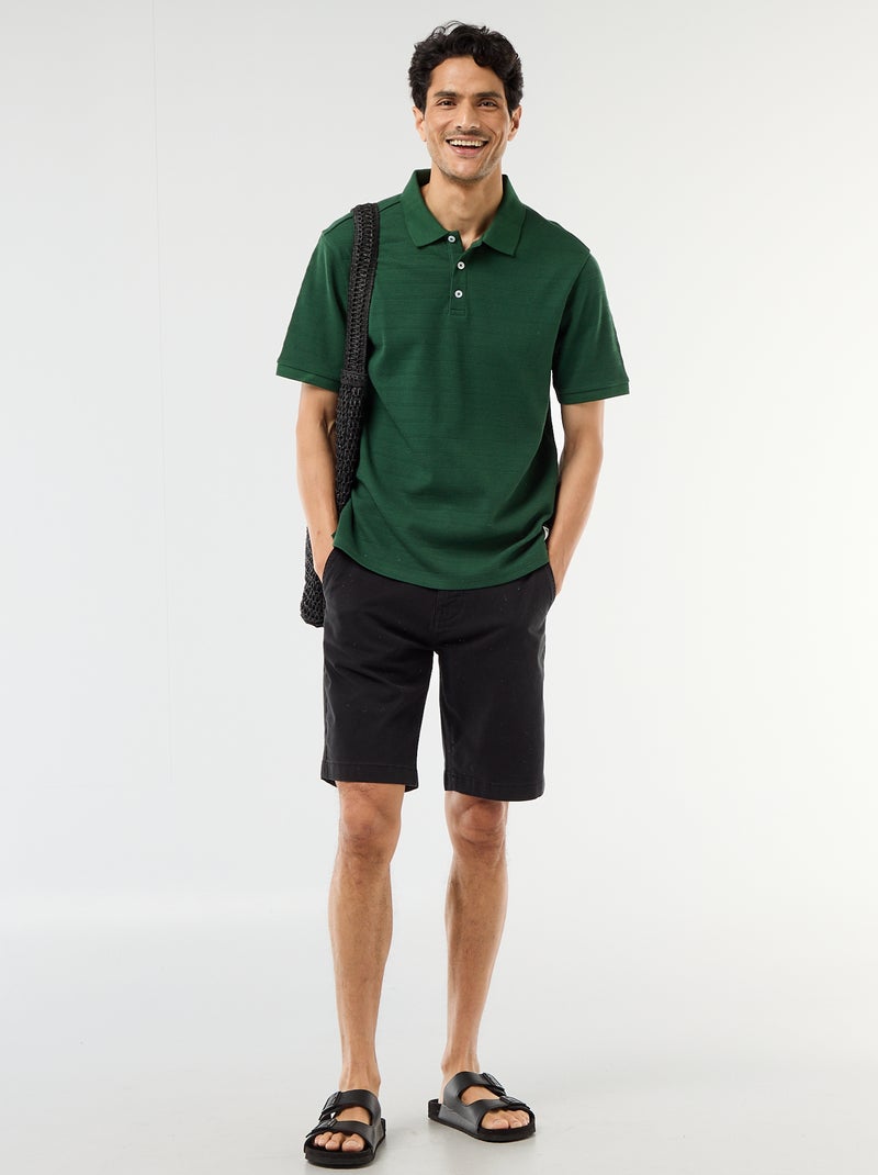 Polo in piqué di cotone a maniche corte Verde - Kiabi