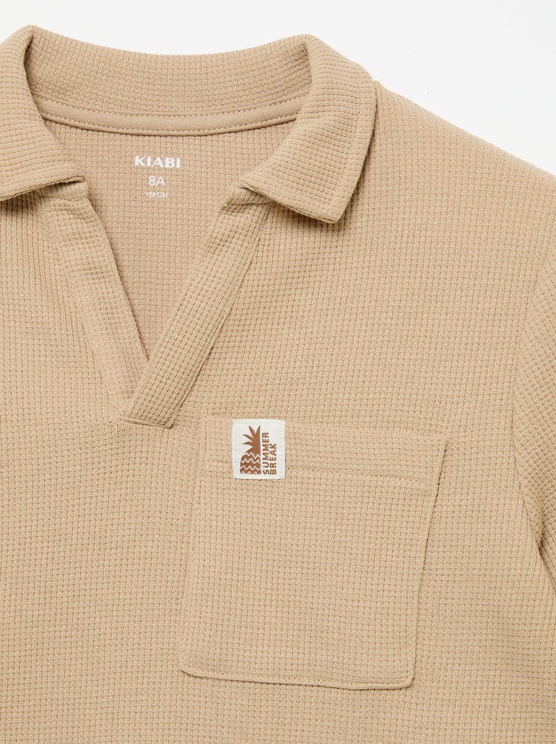 Polo in tessuto a nido d'ape Beige - Kiabi