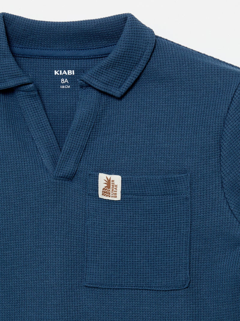 Polo in tessuto a nido d'ape Blu - Kiabi
