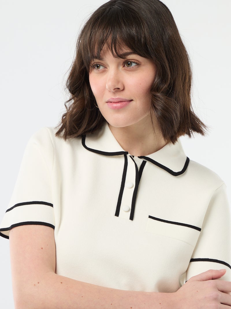 Polo manches courtes en piqué de coton Blanc - Kiabi