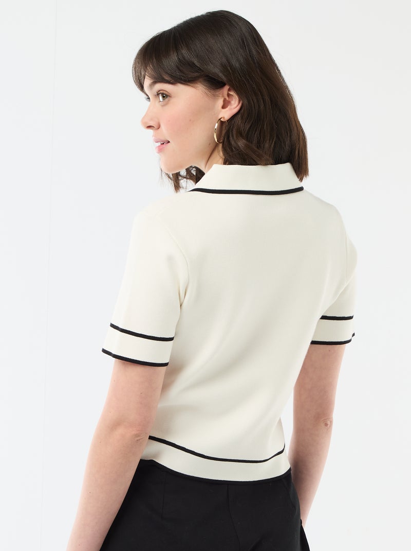 Polo manches courtes en piqué de coton Blanc - Kiabi