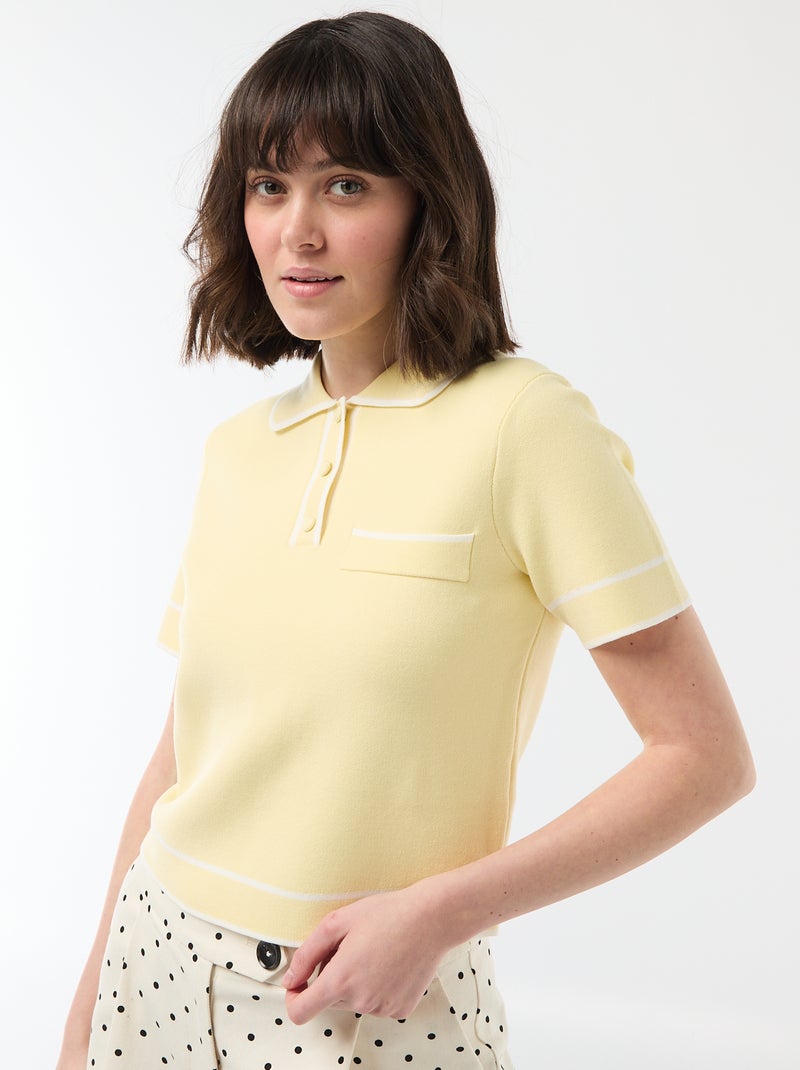 Polo manches courtes en piqué de coton Jaune - Kiabi