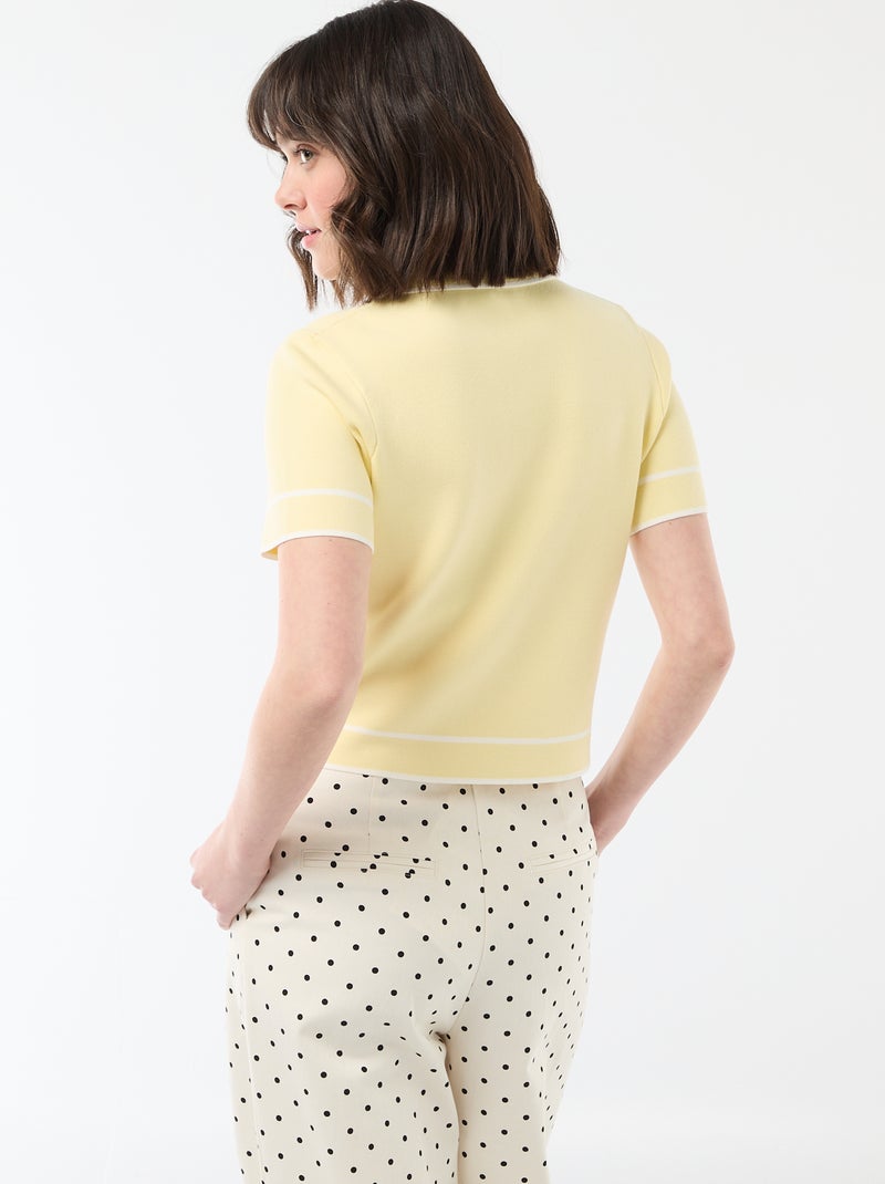 Polo manches courtes en piqué de coton Jaune - Kiabi