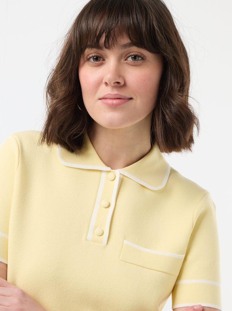 Polo manches courtes en piqué de coton Jaune - Kiabi