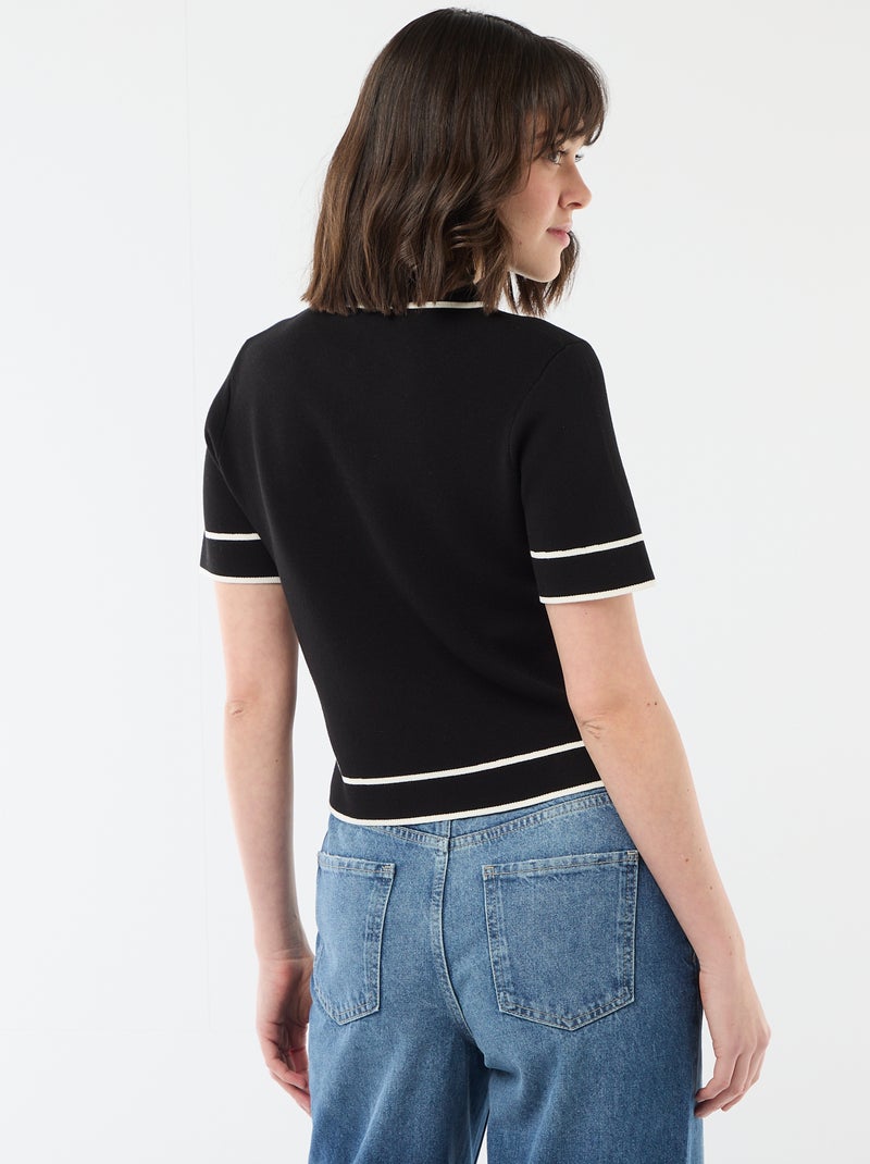 Polo manches courtes en piqué de coton Noir - Kiabi