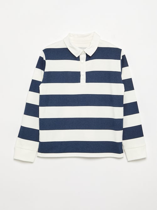 Polo manches longues rayé - collection facile à enfiler - Kiabi