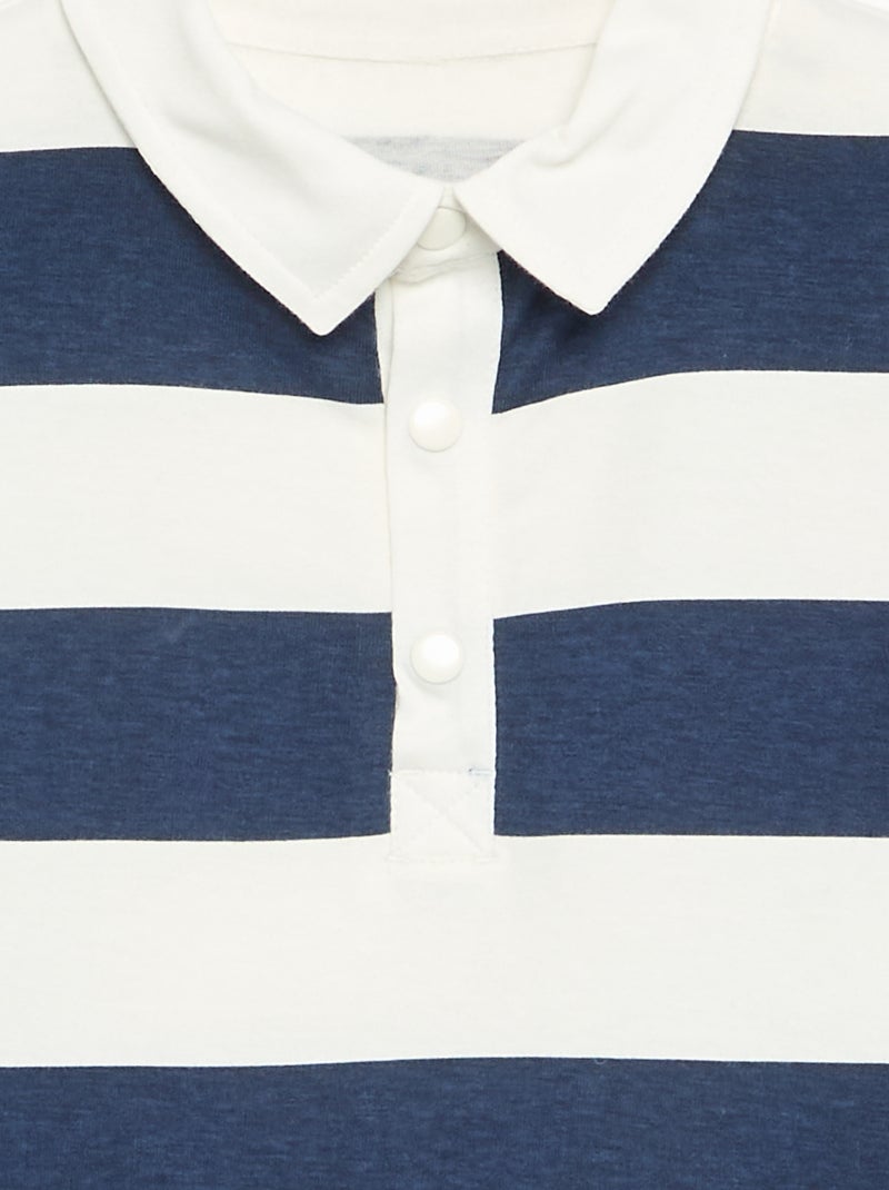 Polo manches longues rayé - collection facile à enfiler Bleu - Kiabi