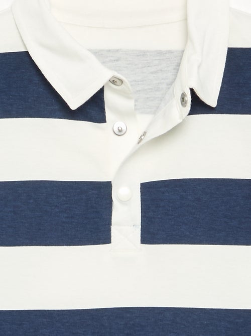 Polo manches longues rayé - collection facile à enfiler - Kiabi