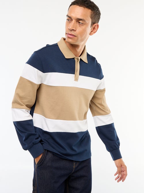 Polo manches longues style rugby esprit colorblock - Kiabi