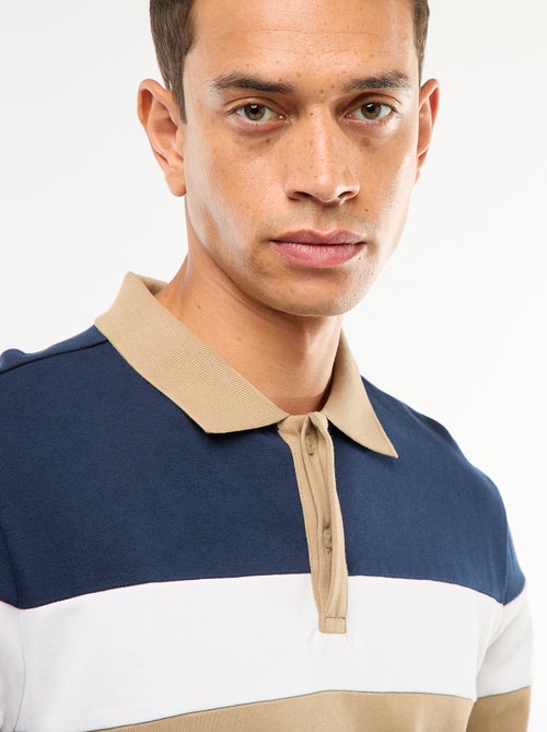 Polo manches longues style rugby esprit colorblock - Kiabi