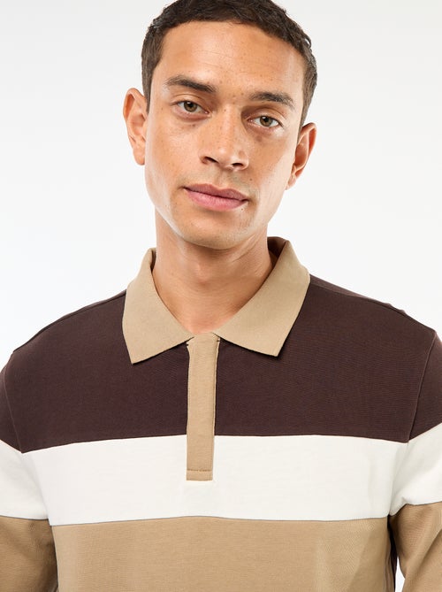 Polo manches longues style rugby esprit colorblock - Kiabi