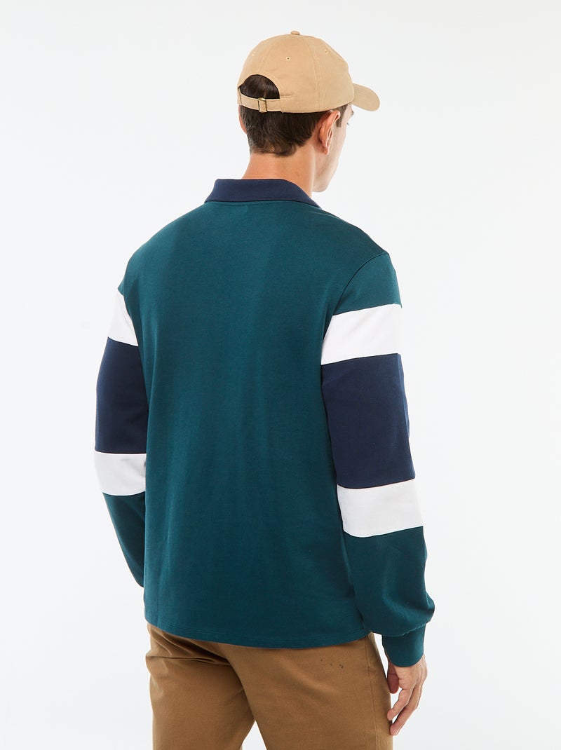 Polo manches longues style rugby esprit colorblock Vert - Kiabi