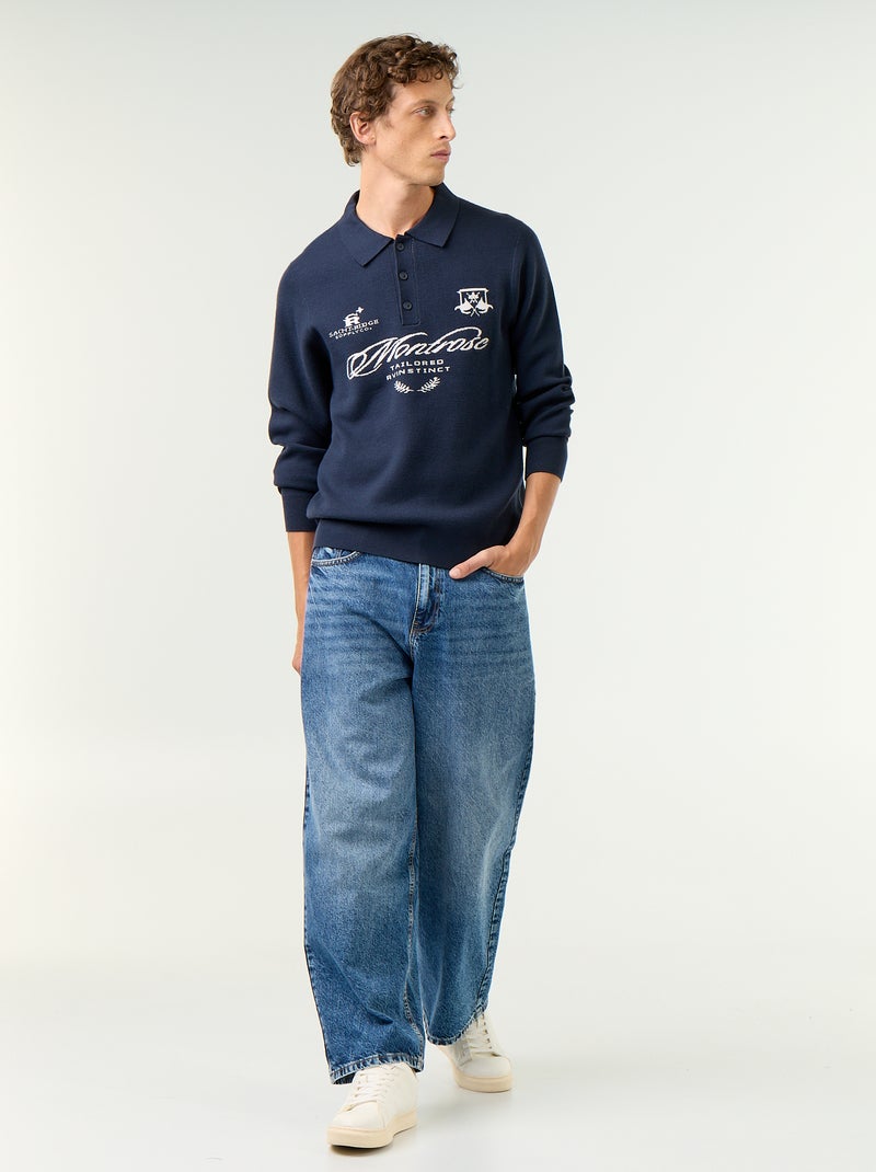 Polo-Pullover mit Print Blau - Kiabi