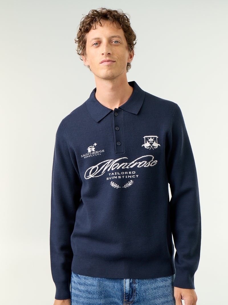 Polo-Pullover mit Print Blau - Kiabi