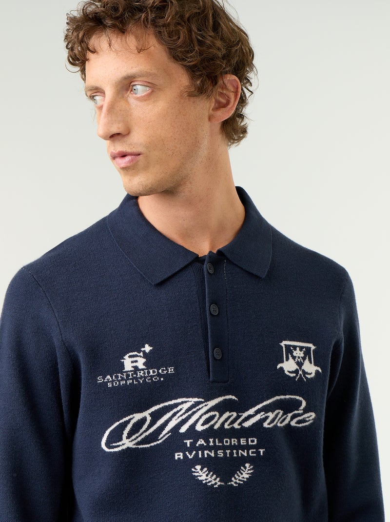 Polo-Pullover mit Print Blau - Kiabi