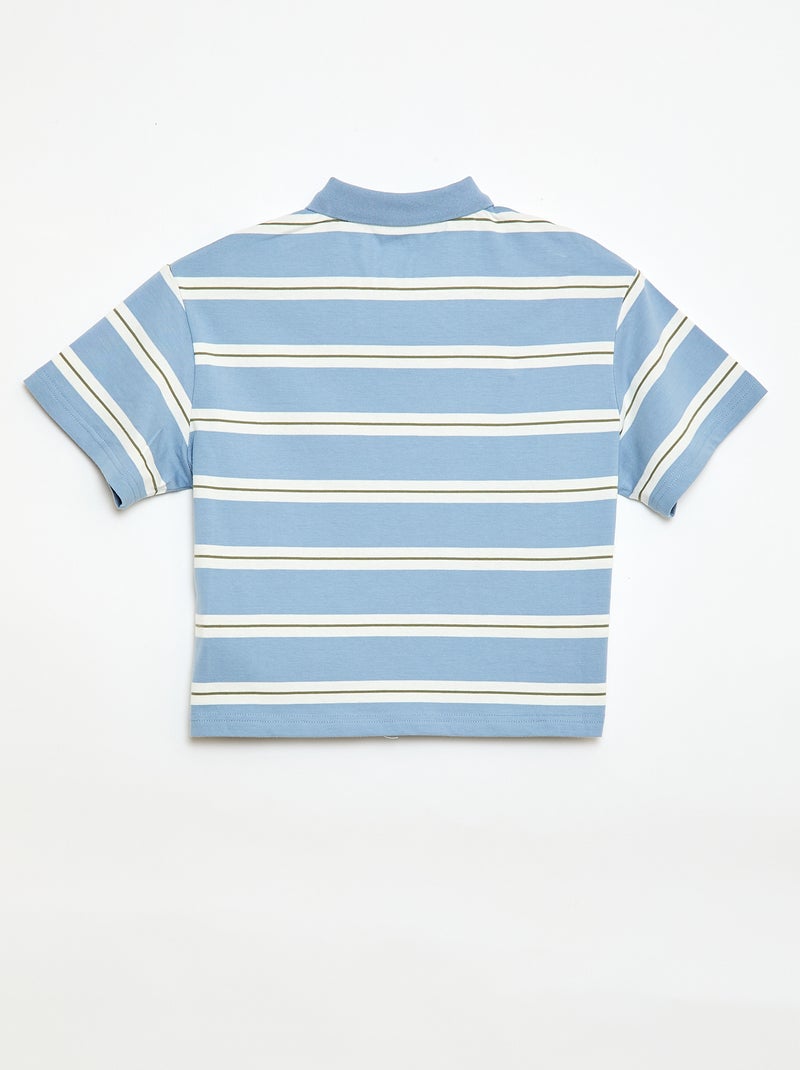 Polo rayé à manches courtes Bleu - Kiabi