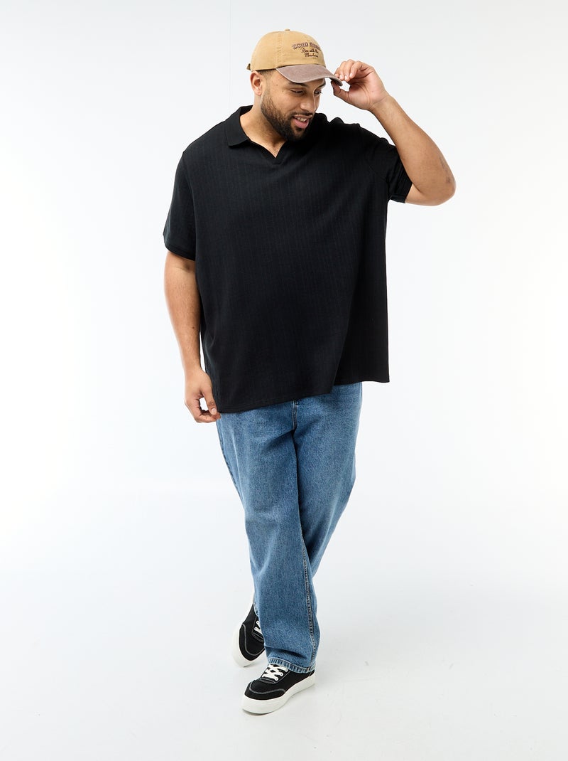 Polo regular fit à manches courtes Noir - Kiabi