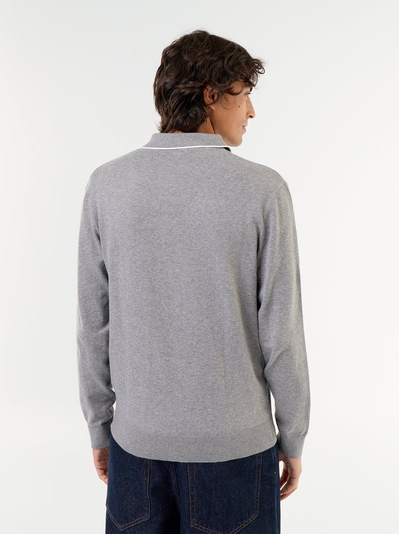 Polo stile rugby a maniche lunghe Grigio - Kiabi