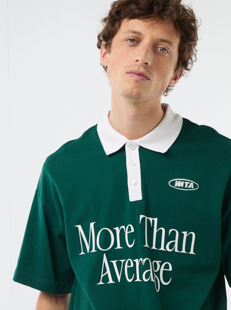 Polo style rugby à manches courtes Vert - Kiabi