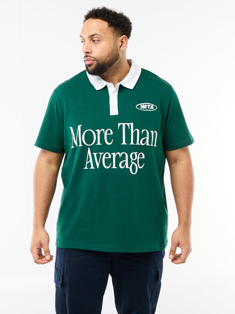 Polo style rugby à manches courtes Vert - Kiabi