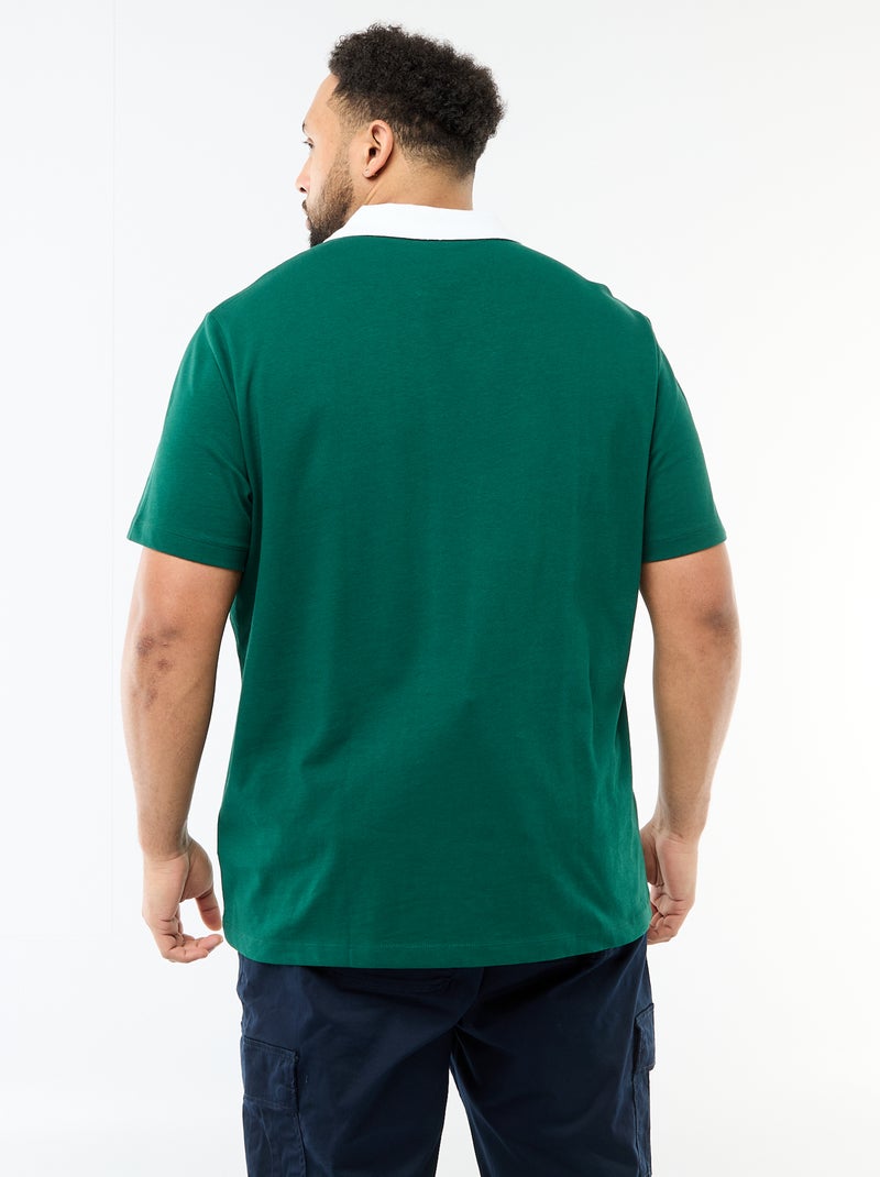 Polo style rugby à manches courtes Vert - Kiabi