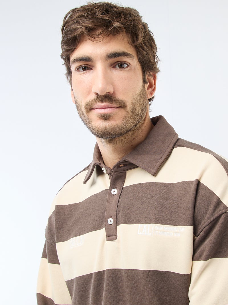 Polo style rugby à manches longues Blanc - Kiabi