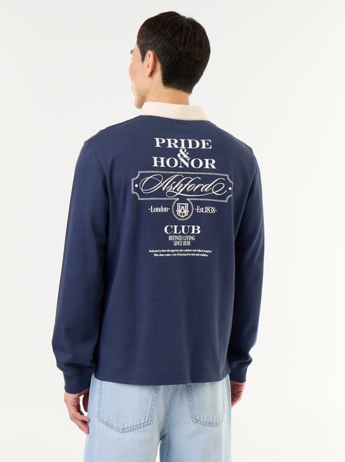 Polo style rugby avec inscriptions brodées - Kiabi