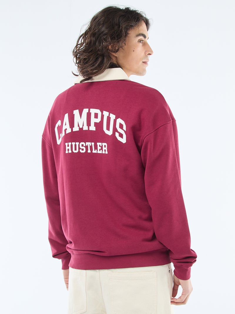 Polo style rugby manches longues Rouge - Kiabi