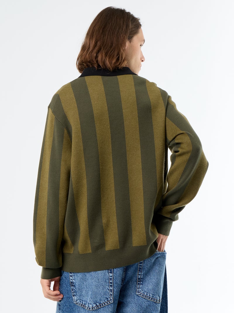 Polo-style sweater with print Khaki - Kiabi